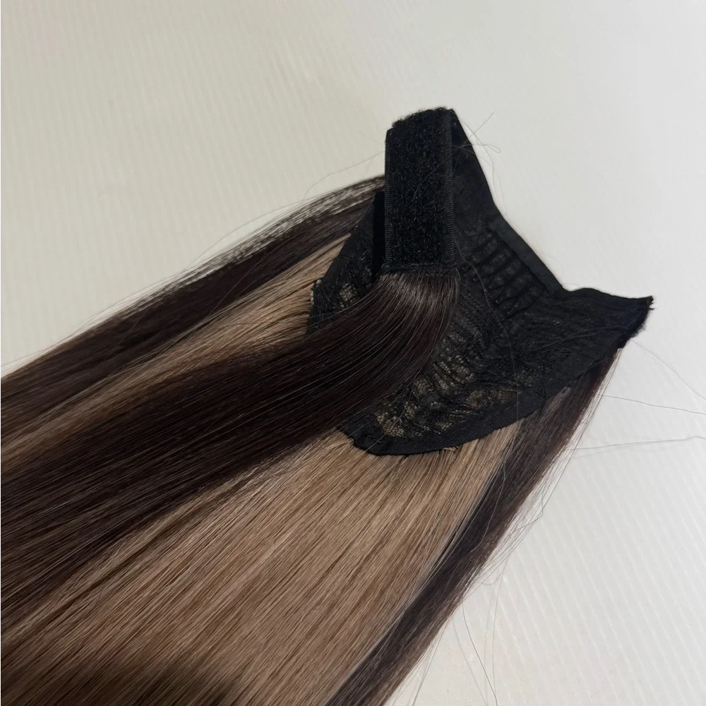 Balayage Wrap-Around Ponytail – Ombre Brown to Ash Blonde 32 “Extension - Picture 11 of 15